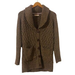 Anthropologie Isabella Sinclair Farfar Chunky Knit Cardigan Sweater Shawl Collar